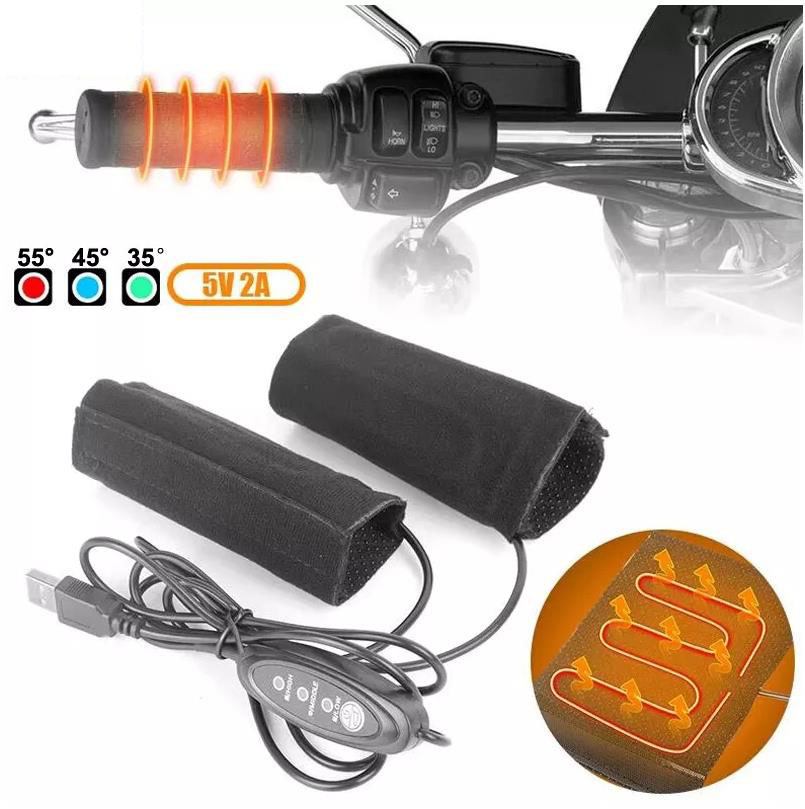 Handlebar Grip Heated - 5V 2A オートバイ加熱ハンドグリップ 3 ギア USB