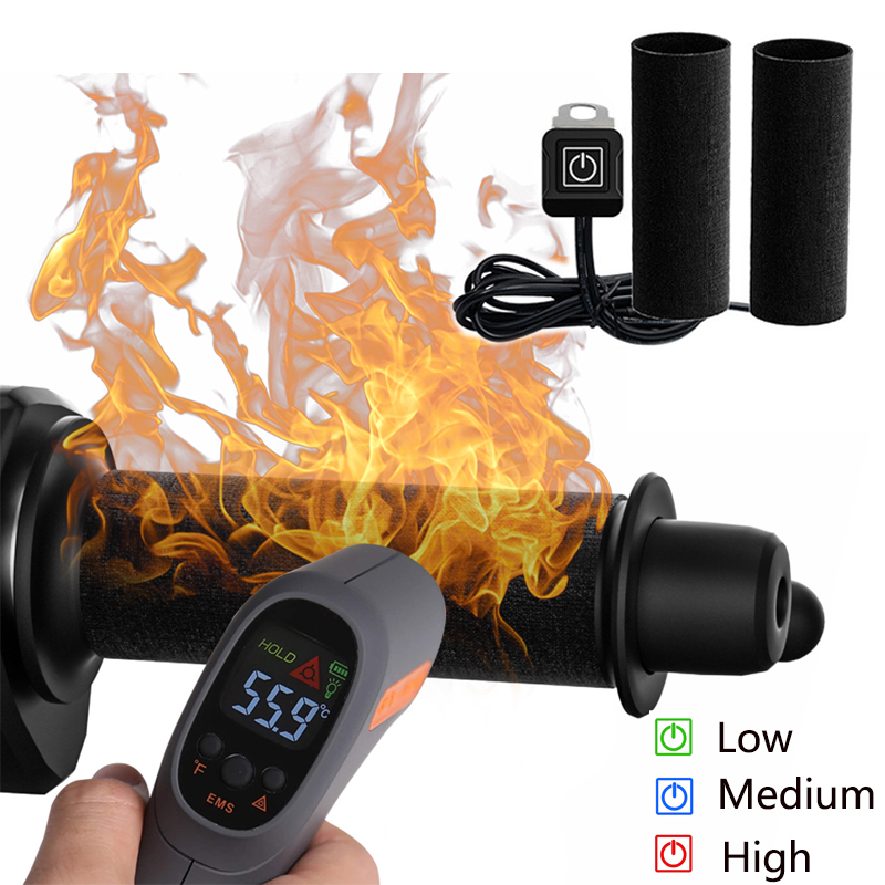 Handlebar Grip Heated - オートバイの加熱ハンドグリップ、防水、サーマル、e-bike、atvハンドルバーヒーター、ウォーマーキット、オートバイアクセサリー、12v、3ギア