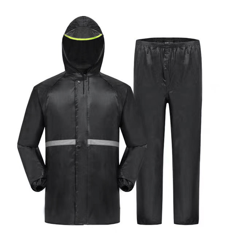 Motorcycle Gear Mens - 男性と女性のための防水フード付きコートとパンツ,反射ストリップ付きアウトドアギア,オートバイのレインコート,2個