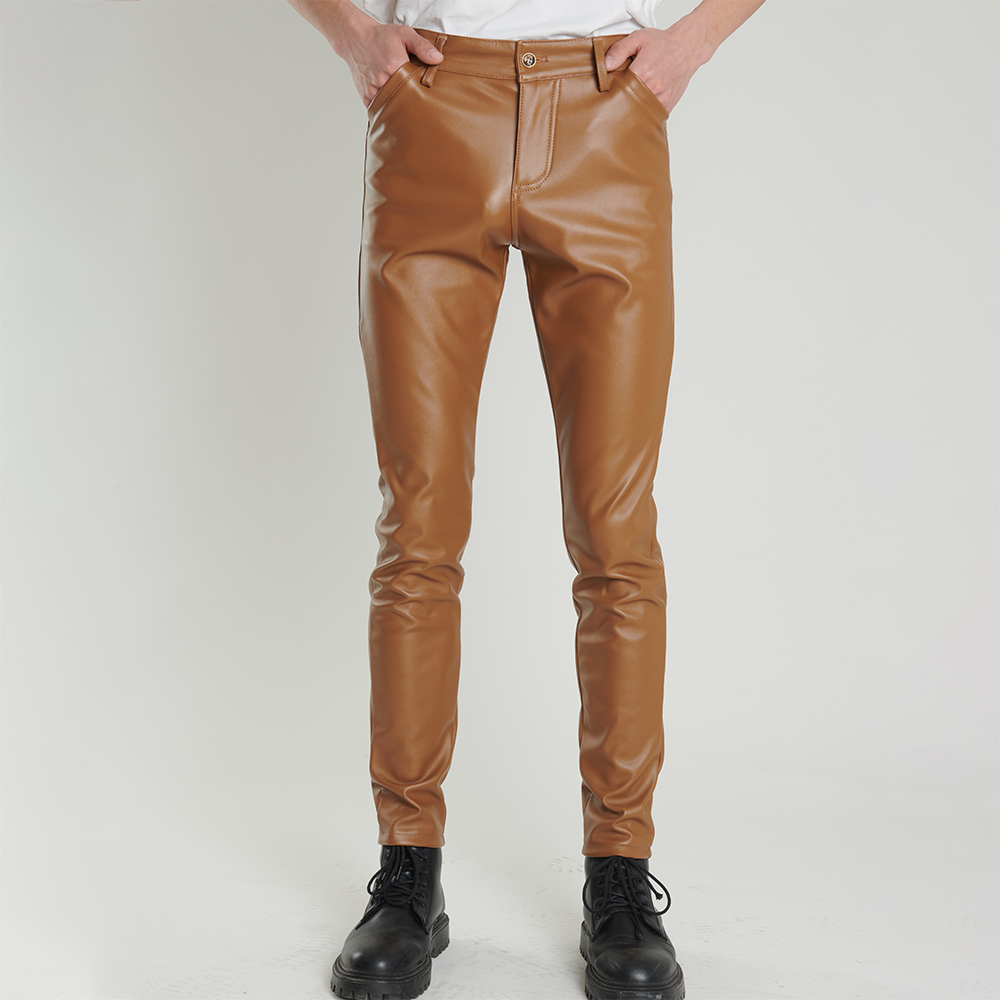 Motorcycle Gear Mens - 男性用フェイクレザーパンツ,スリムフィットパンツ,伸縮性,防水,オートバイ,バイカー,ファッション