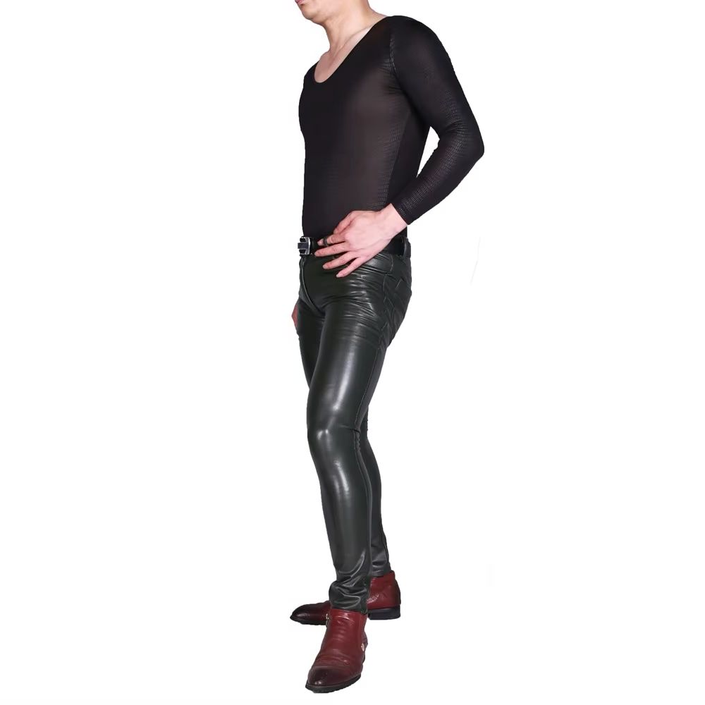 メンズパンク PU フェイクレザーパンツ高弾性スキニーブーツ - Motorcycle Gear Mens のレビューと価格