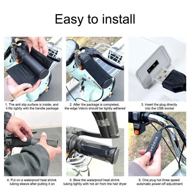 オートバイ用ヒートグリップカバー USB 電熱自転車バイクモ - Handlebar Grip Heated のレビューと価格