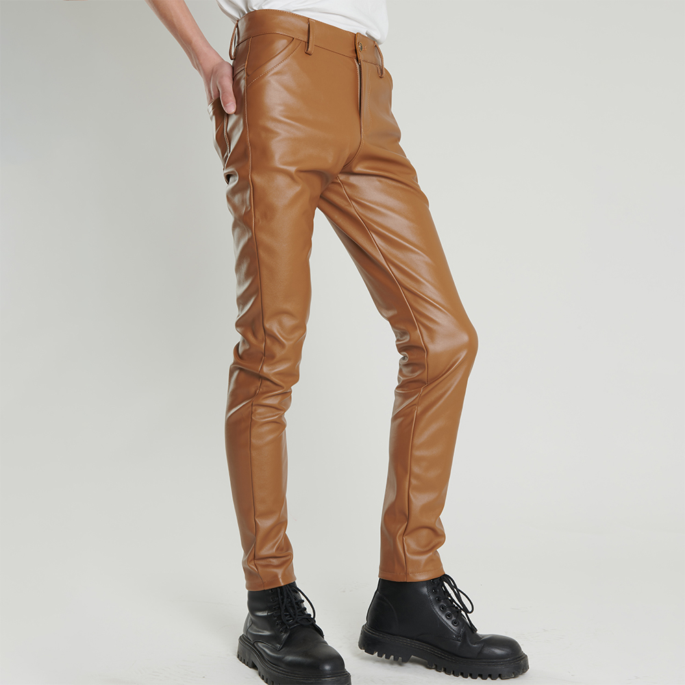 男性用フェイクレザーパンツ,スリムフィットパンツ,伸縮性,防 - Motorcycle Gear Mens のレビューと価格