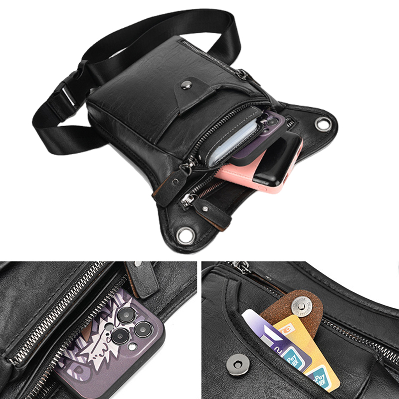 ヴィンテージPUレザーウエストパックドロップレッグバッグ男女 - Motorcycle Gear Backpack のレビューと価格